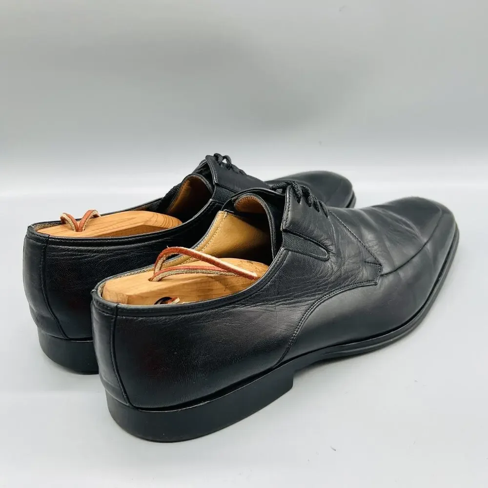 Bruno Magli Shoes Mens 12 Black Leather Ranuncolo Derby Oxford Dress Apron Toe